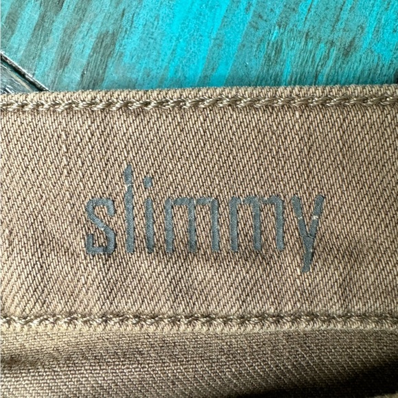 7 For All Mankind Slimmy Slim Straight Leg Tan Jeans Size 33 - Picture 10 of 16